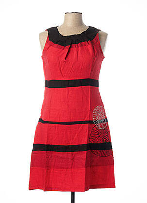 Robe mi-longue sans manche sans manche rouge L33 femme