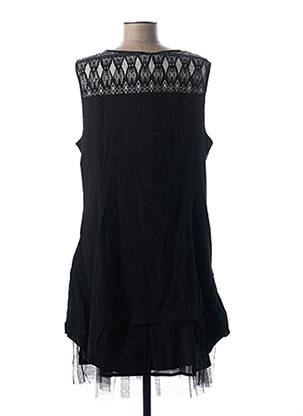 Robe mi-longue imprimé fantaisie sans manche noir L33 femme