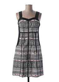 Robe mi-longue imprimé fantaisie fines bretelles noir L33 femme