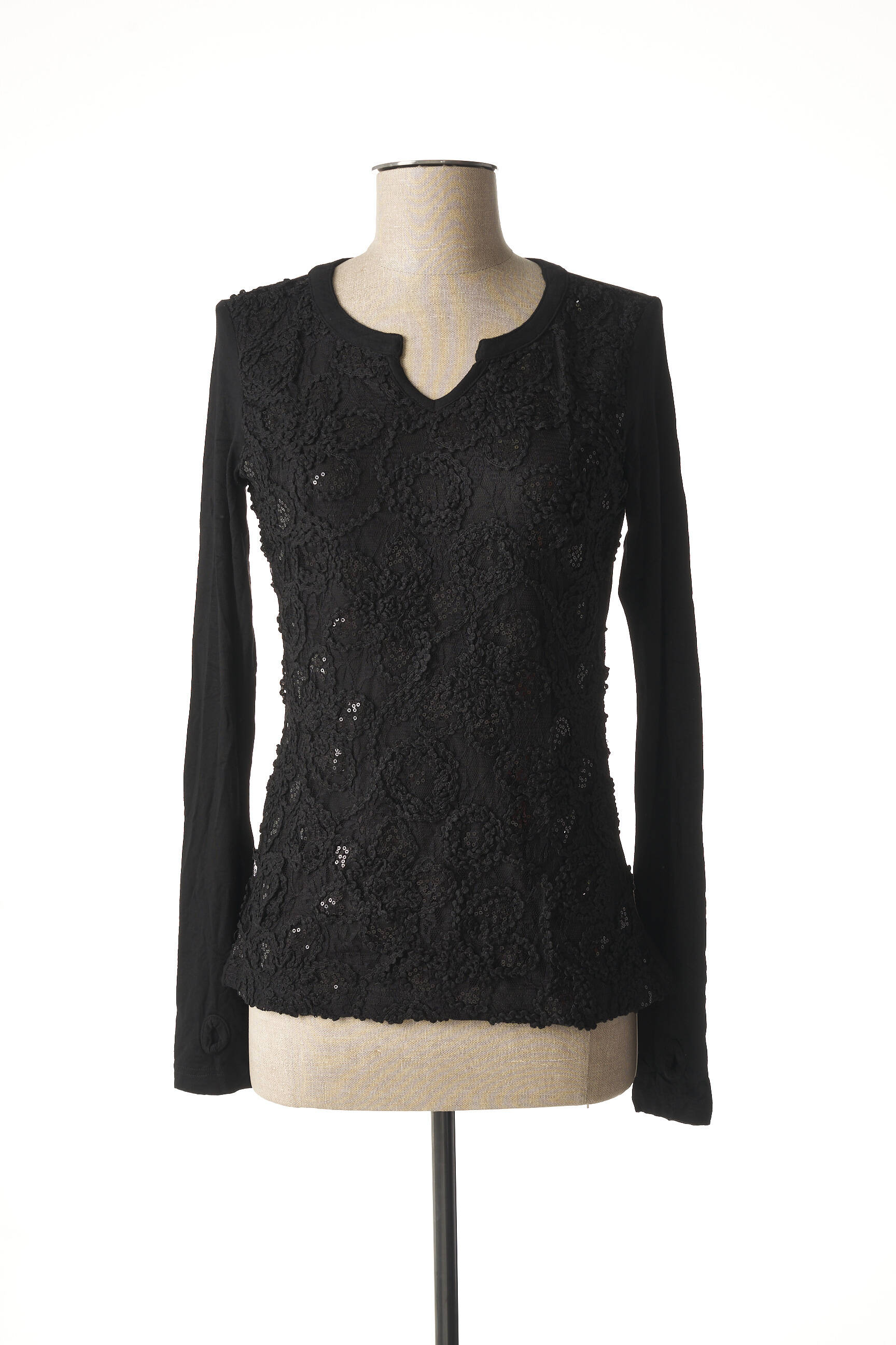 Top manches longues manches longues noir VIRGINIE & MOI femme