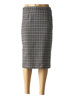 Jupe mi-longue taille à pinces gris GUY DUBOUIS femme