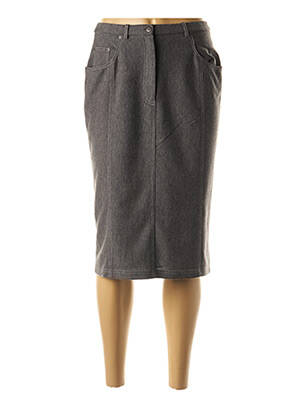 Jupe mi-longue taille à pinces gris PAUPORTÉ femme