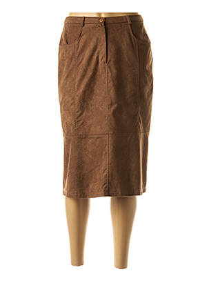 Jupe mi-longue coupe droite marron PAUPORTÉ femme