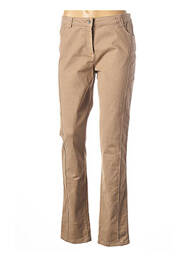 Pantalon droit fermeture zippée sous rabat boutonné taille normale beige TERRE DE FÉES femme