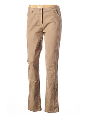 Pantalon droit fermeture zippée sous rabat boutonné taille normale beige TERRE DE FÉES femme
