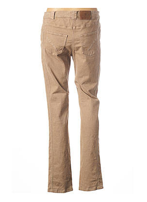 Pantalon droit fermeture zippée sous rabat boutonné taille normale beige TERRE DE FÉES femme