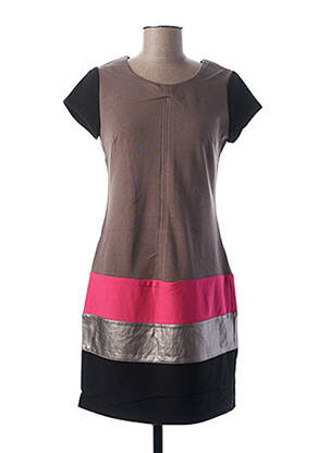 Robe courte manches courtes manches courtes marron MISS CAPTAIN femme