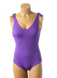 Maillot de bain 1 pièce effet matière satinée haut triangles violet SIMONE PERELE femme