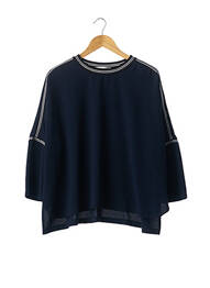 Blouse col rond manches longues bleu 8PM femme