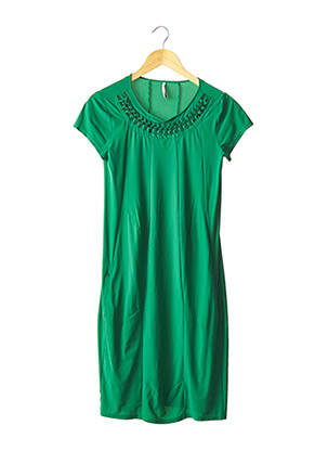 Robe mi-longue manches courtes manches courtes vert INDIES femme