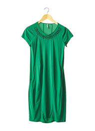 Robe mi-longue manches courtes manches courtes vert INDIES femme