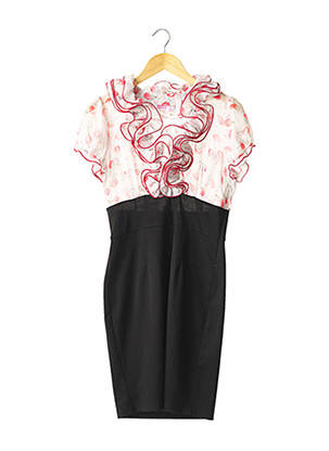 Robe mi-longue imprimé fantaisie noir ASHWI femme
