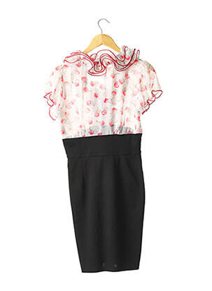Robe mi-longue imprimé fantaisie noir ASHWI femme