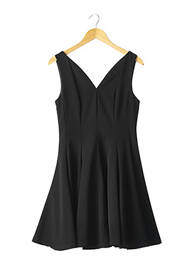 Robe mi-longue tissage crêpe sans manche noir MOLLY BRACKEN femme
