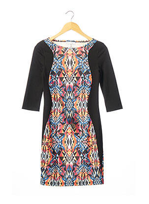 Robe mi-longue manches 3/4 manches 3/4 noir SUITE BLANCO femme
