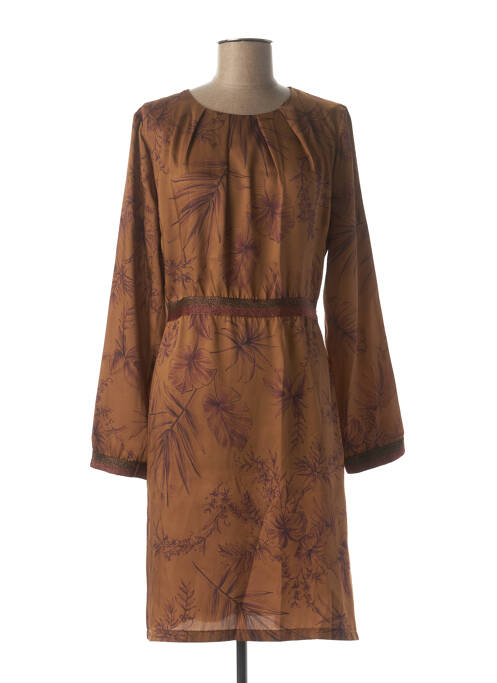 Robe mi-longue marron LA FEE MARABOUTEE pour femme