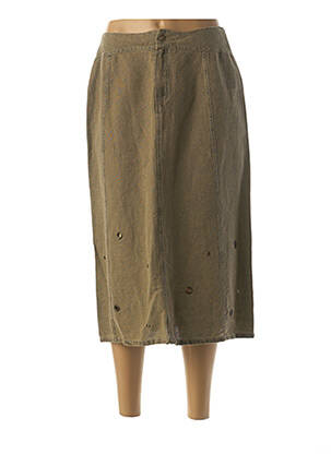 Jupe mi-longue coupe droite vert DP JEANS femme