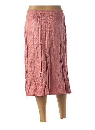 Jupe mi-longue fermeture zip latéral rose APRIORI femme