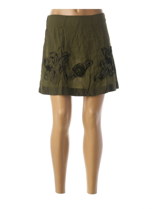 Jupe courte fermeture zip latéral vert VIRGINIE & MOI femme