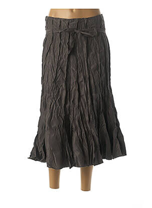Jupe mi-longue fermeture zip latéral gris FRANSTYLE femme