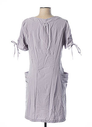 Robe mi-longue tissage crêpe manches courtes gris GLAMZ femme