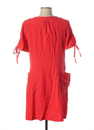 Robe mi-longue tissage crêpe manches courtes rouge GLAMZ femme
