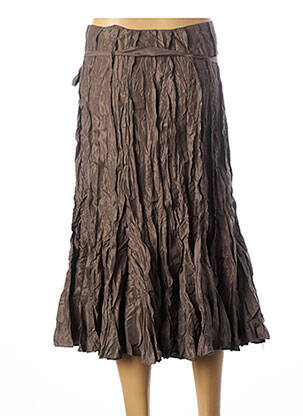 Jupe mi-longue fermeture zip latéral marron FRANSTYLE femme