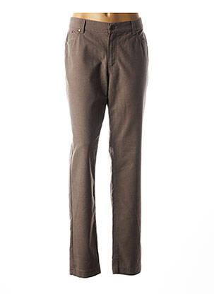 Pantalon droit fermeture zippée sous rabat boutonné taille basse gris DISMERO femme