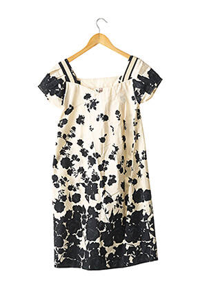 Robe mi-longue imprimé fantaisie manches courtes beige ANTONIO MARRAS femme