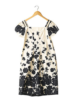 Robe mi-longue imprimé fantaisie manches courtes beige ANTONIO MARRAS femme