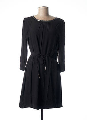 Robe mi-longue manches longues manches longues noir SUNCOO femme