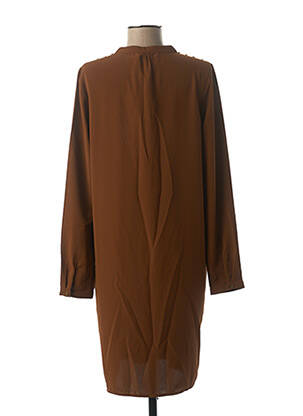Robe mi-longue manches longues manches longues marron GEISHA femme