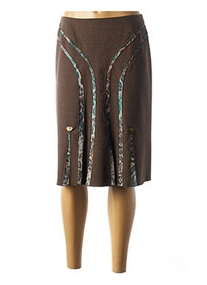 Jupe mi-longue coupe droite marron GARELLA femme