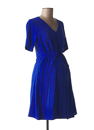 Robe mi-longue manches 3/4 manches 3/4 bleu POMKIN femme