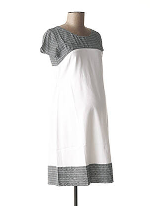 Robe courte fermeture zippée au dos manches courtes blanc POMKIN femme
