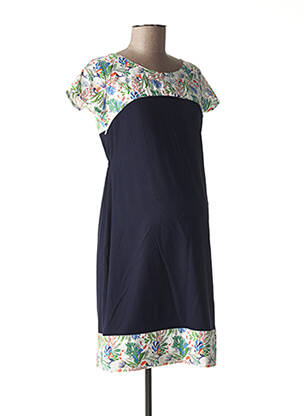 Robe maternité col rond bleu POMKIN femme