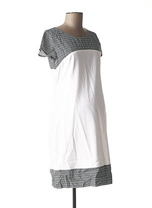 Robe courte fermeture zippée au dos manches courtes blanc POMKIN femme