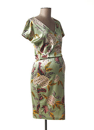 Robe maternité col v vert FRAGILE femme