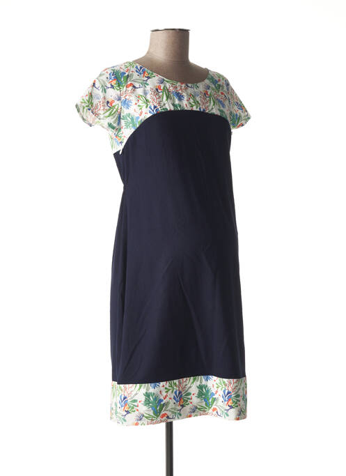 Robe maternité col rond bleu POMKIN femme