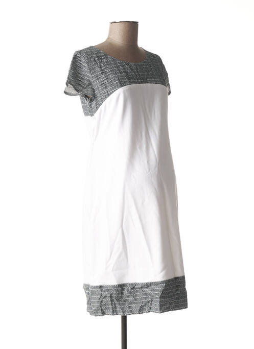Robe courte fermeture zippée au dos manches courtes blanc POMKIN femme