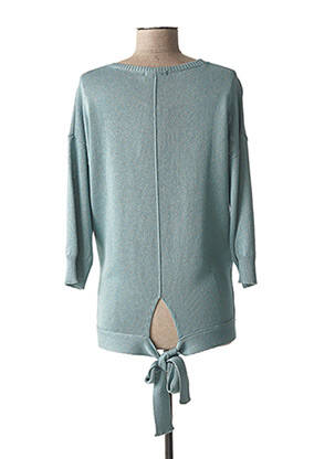 Pull tunique tissage chiné manches 3/4 bleu FRAGILE femme