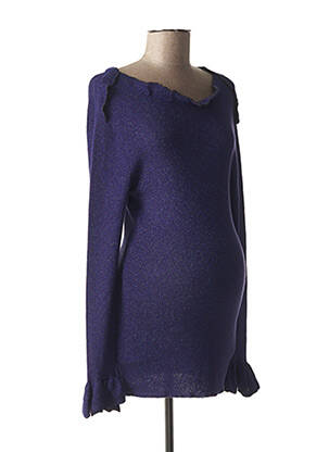 Pull maternité stretch bleu FRAGILE femme