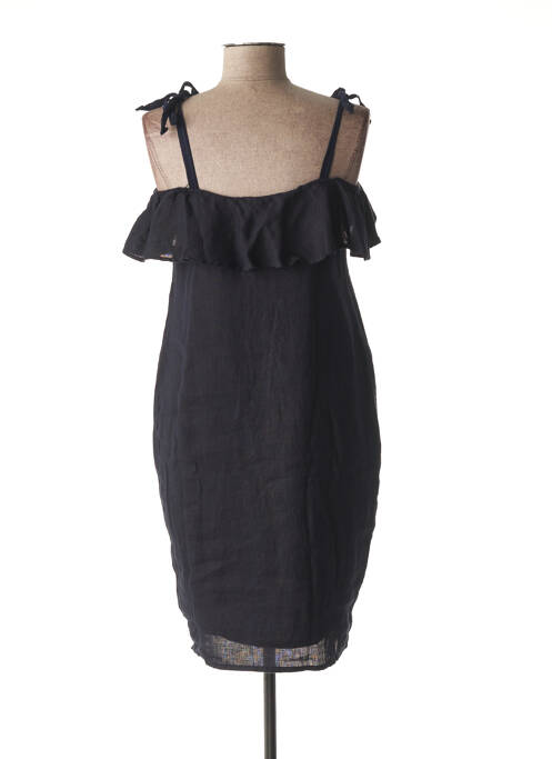 Robe maternité col agrémenté par des volants bleu MENONOVE femme