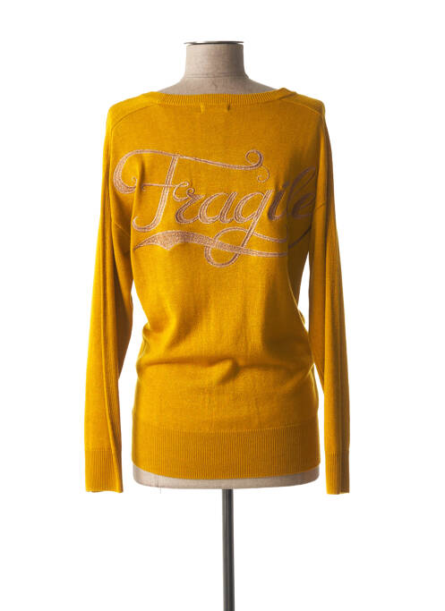 Pull maternité stretch jaune FRAGILE femme