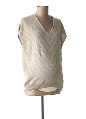 Pull maternité col v beige FRAGILE femme
