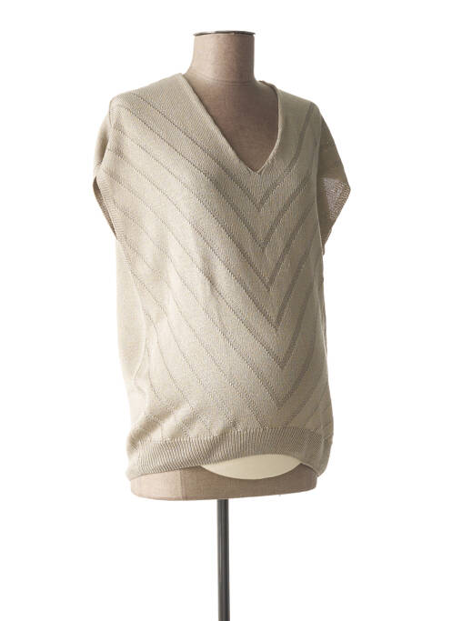 Pull maternité col v beige FRAGILE femme