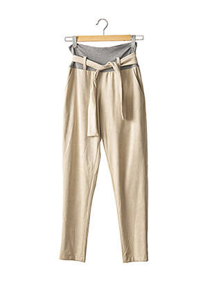 Pantalon maternité fermeture liens à nouer beige FRAGILE femme