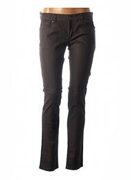 Pantalon slim broderie rivets taille basse marron COUTURIST femme