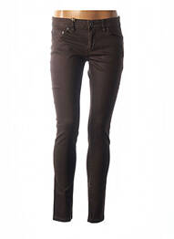 Pantalon slim broderie rivets taille basse marron COUTURIST femme