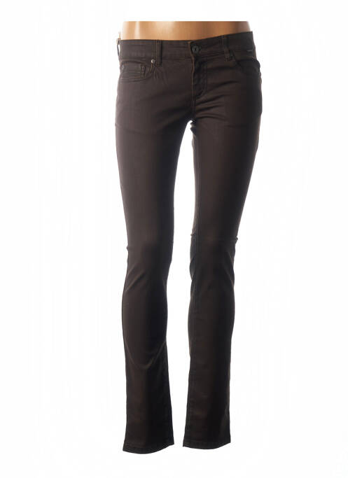 Pantalon slim broderie rivets taille basse marron COUTURIST femme